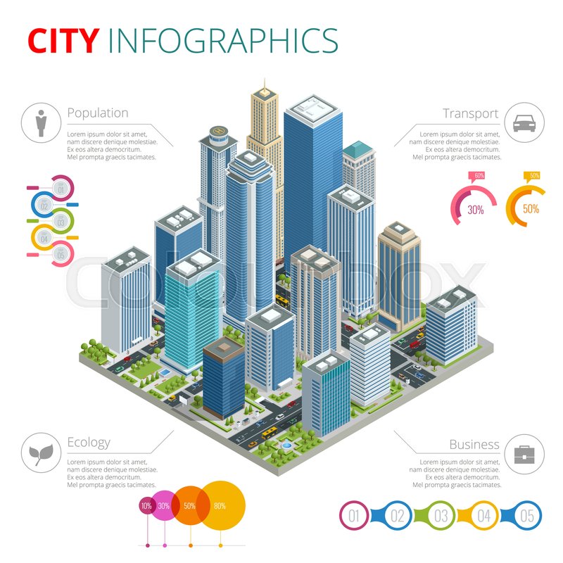 800x800 City Infographics Isometric Vector Stock Vector Colourbox