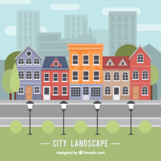 City Landscape In Flat Design Vector Free Download 626x626 City Landscape In Flat Design Vector Free Download