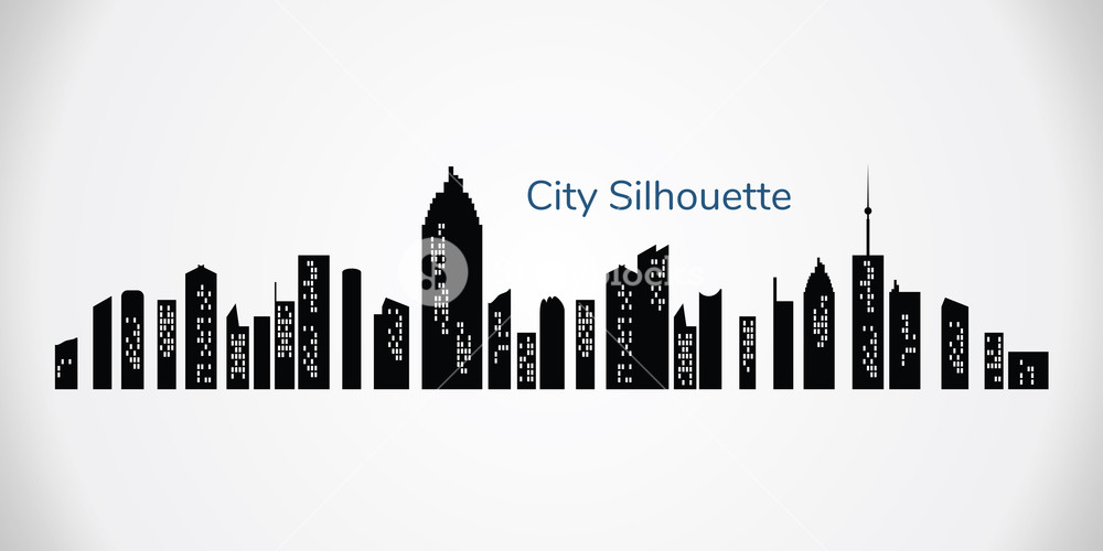City Landscape Vector City Silhouette Night Town On Transparent 1000x500 City Landscape Vector City Silhouette Night Town On Transparent