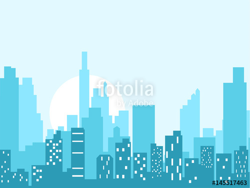 500x375 City Skyline Vector Illustration Urban Landscape Blue City