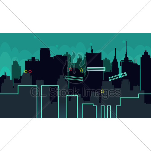 Seamless Cartoon Night City Landscape, Vector Unending Ba Gl 500x500 Seamless Cartoon Night City Landscape, Vector Unending Ba Gl