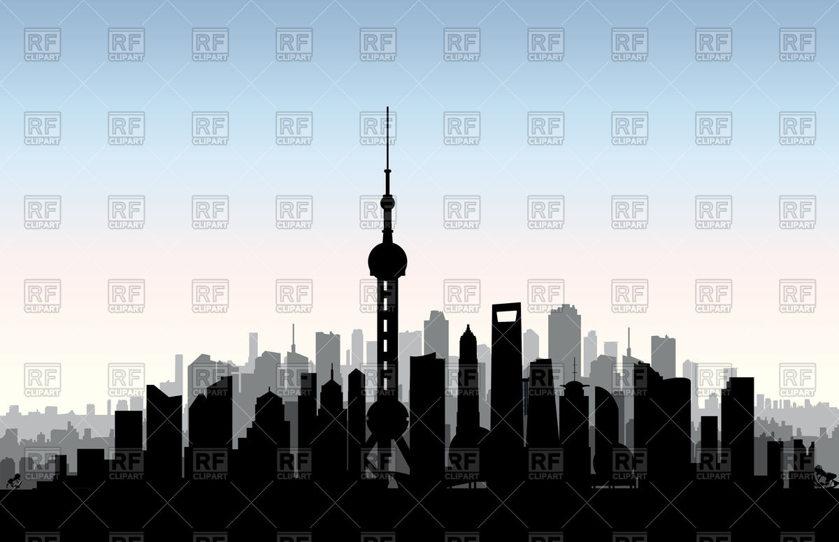 Shanghai City Skyline Chinese Urban Landscape Vector Image 1200x776 Shanghai City Skyline Chinese Urban Landscape Vector Image
