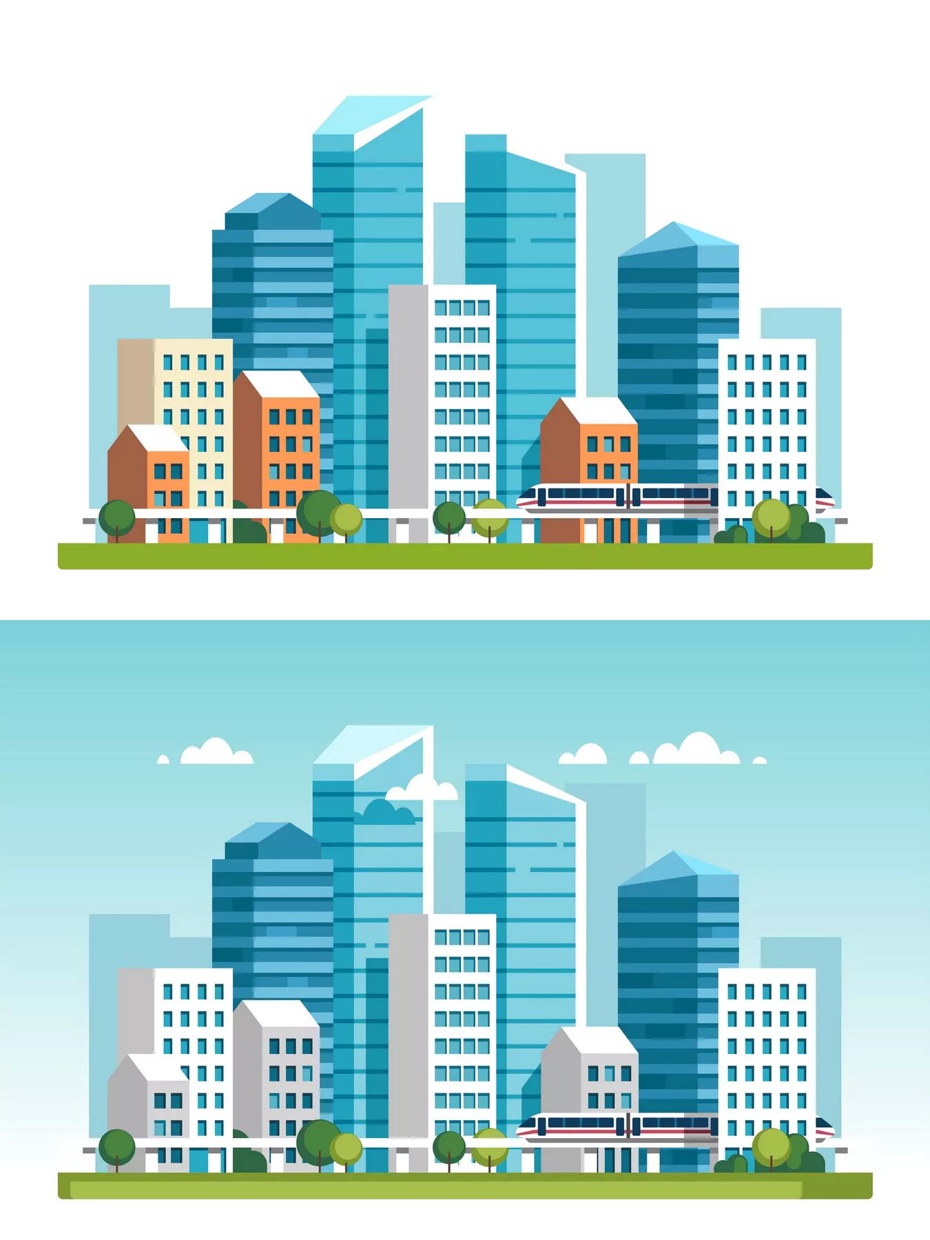 City Downtown Landscape Vector Illustration 1350x1800 City Downtown Landscape Vector Illustration
