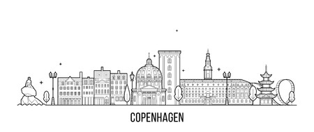 Copenhagen Skyline Denmark Vector City Line Style Royalty Free 450x190 Copenhagen Skyline Denmark Vector City Line Style Royalty Free