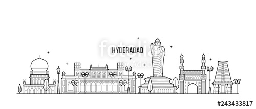 Hyderabad Skyline Telangana India City Line Vector Stock Image 500x214 Hyderabad Skyline Telangana India City Line Vector Stock Image
