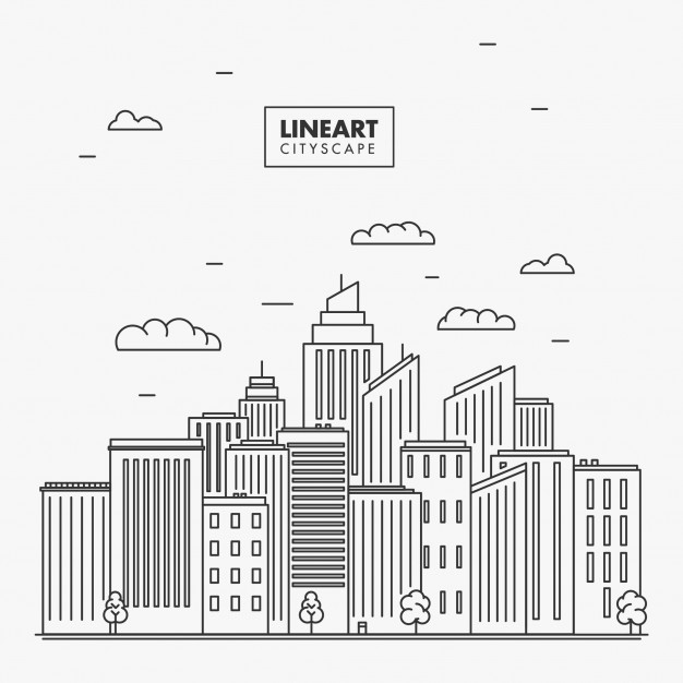 Lineart City Skyline Illustration Vector Premium Download 626x626 Lineart City Skyline Illustration Vector Premium Download