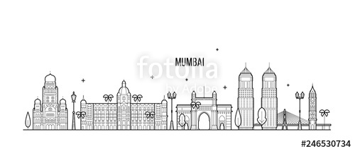 Mumbai Skyline Maharashtra India City Line Vector Stock Image 500x214 Mumbai Skyline Maharashtra India City Line Vector Stock Image