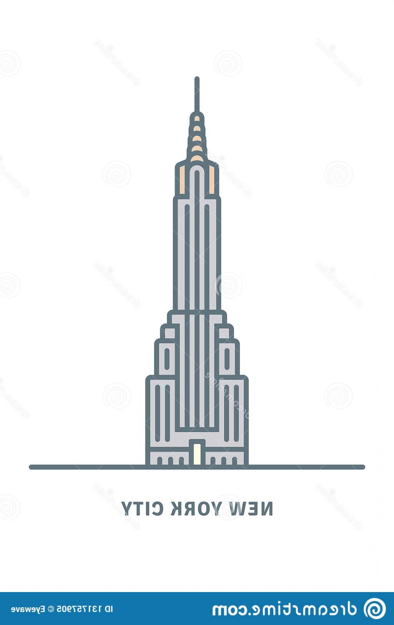 New York City Art Deco Skyscraper Vector Illustration Line Icon 1279x2026 New York City Art Deco Skyscraper Vector Illustration Line Icon
