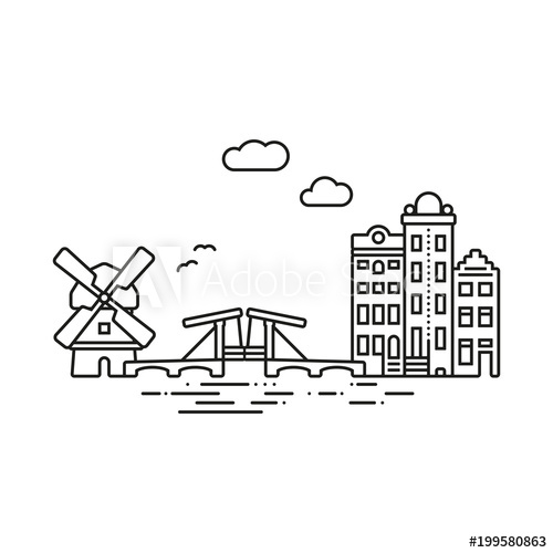 Amsterdam City Line Icon Style Vector Illustration 500x500 Amsterdam City Line Icon Style Vector Illustration