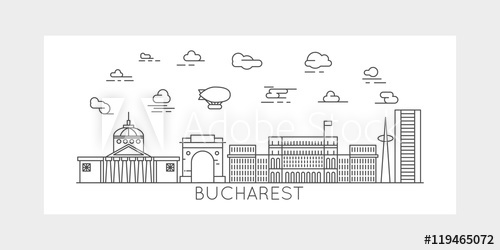 Bucharest City Line Vector Illustration 500x250 Bucharest City Line Vector Illustration