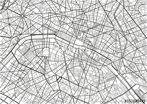 Black And White Vector City Map Of Paris With Well Organized 500x354 Black And White Vector City Map Of Paris With Well Organized