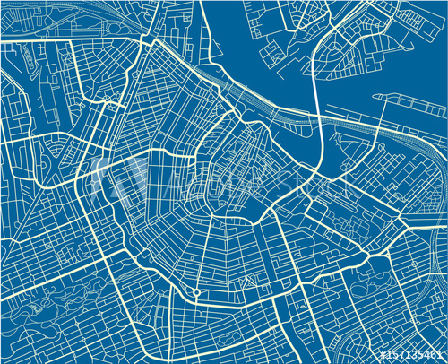 Blue And White Vector City Map Of Amsterdam With Well Organized 500x406 Blue And White Vector City Map Of Amsterdam With Well Organized