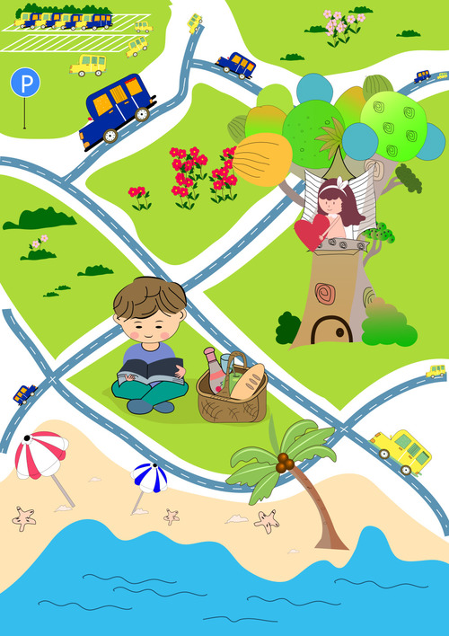 Cartoon City Map Illustration Vector Free Download 500x708 Cartoon City Map Illustration Vector Free Download