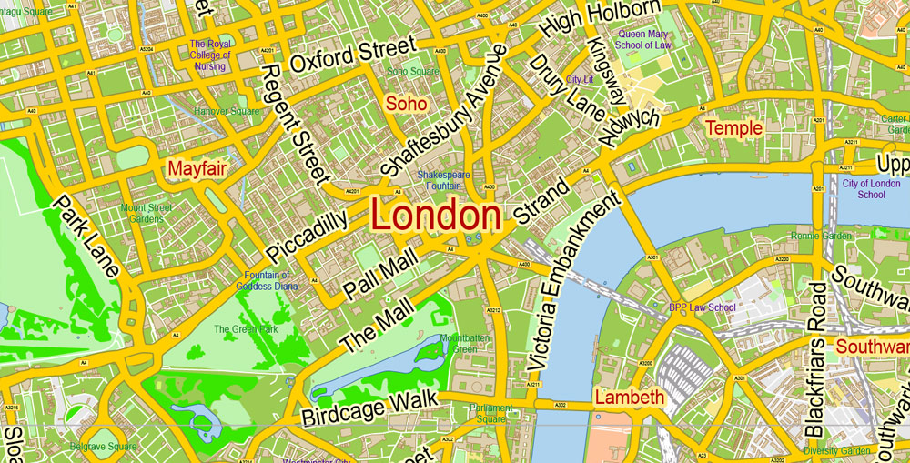 London Center Map Vector Uk Exact City Plan Street Map Green Adobe 1000x509 London Center Map Vector Uk Exact City Plan Street Map Green Adobe