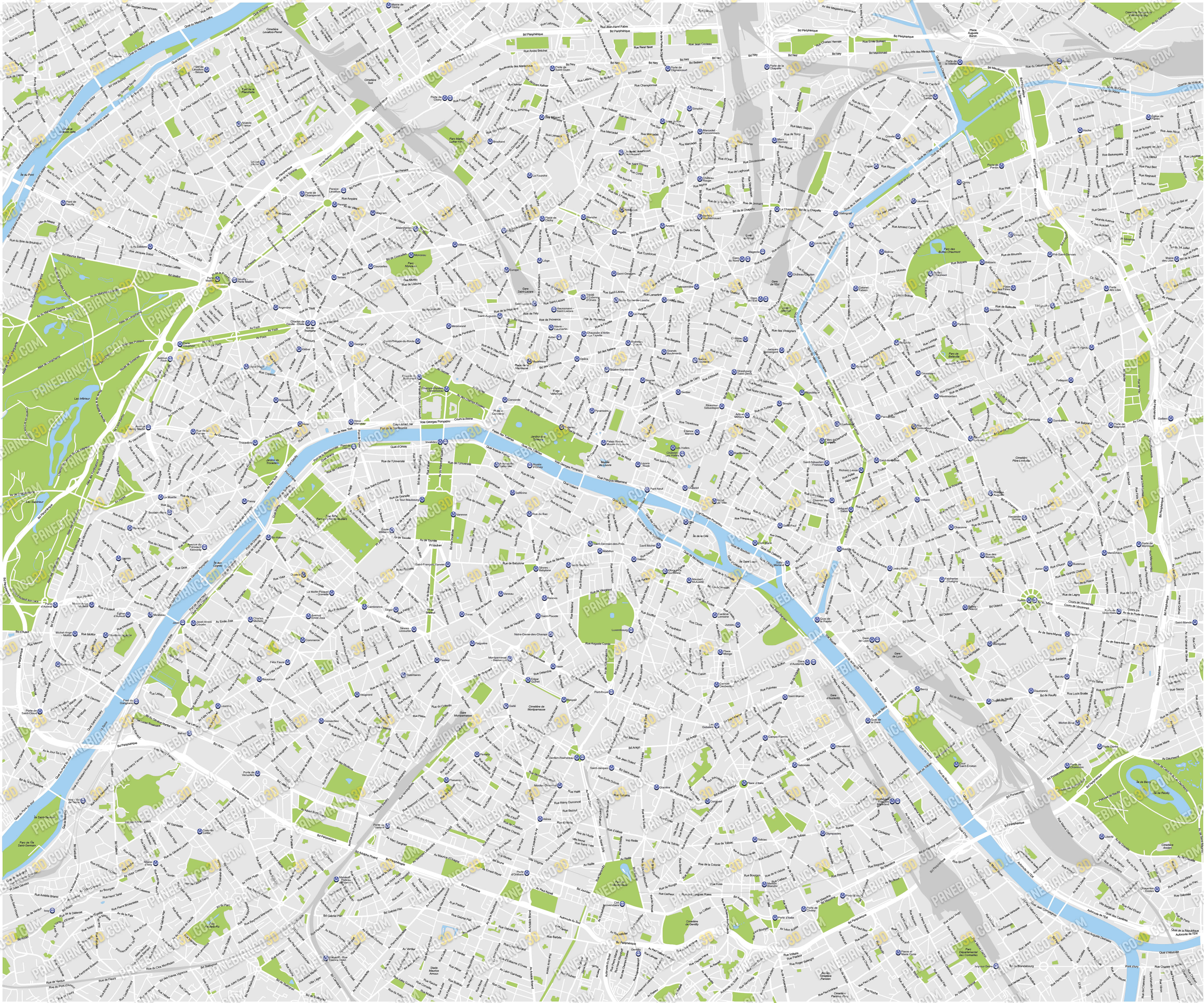 Vector Map Of The City Of Paris Editable Map 4150x3459 Vector Map Of The City Of Paris Editable Map