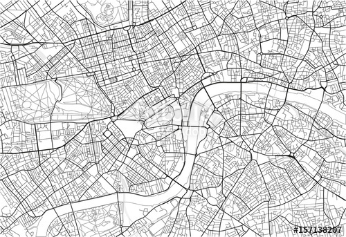 Black And White Vector City Map Of London With Well Organized 500x343 Black And White Vector City Map Of London With Well Organized