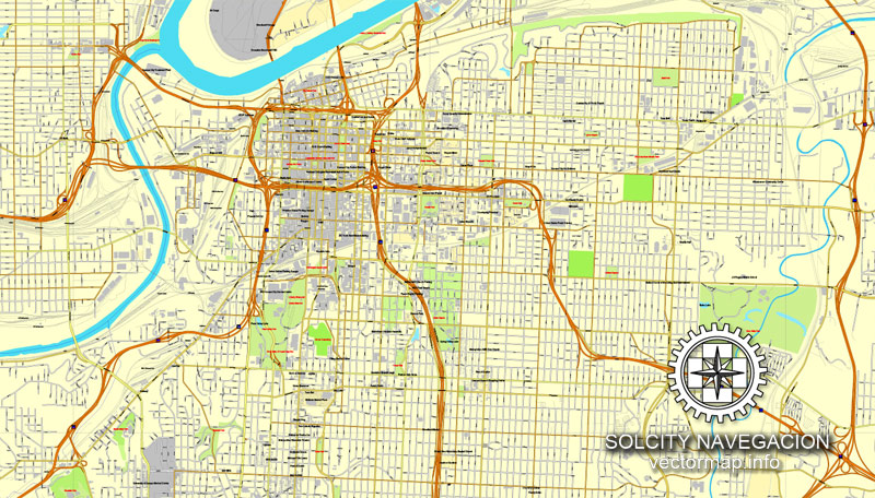 Kansas City, Missoury, Us Printable Vector Street City Plan Map 800x456 Kansas City, Missoury, Us Printable Vector Street City Plan Map