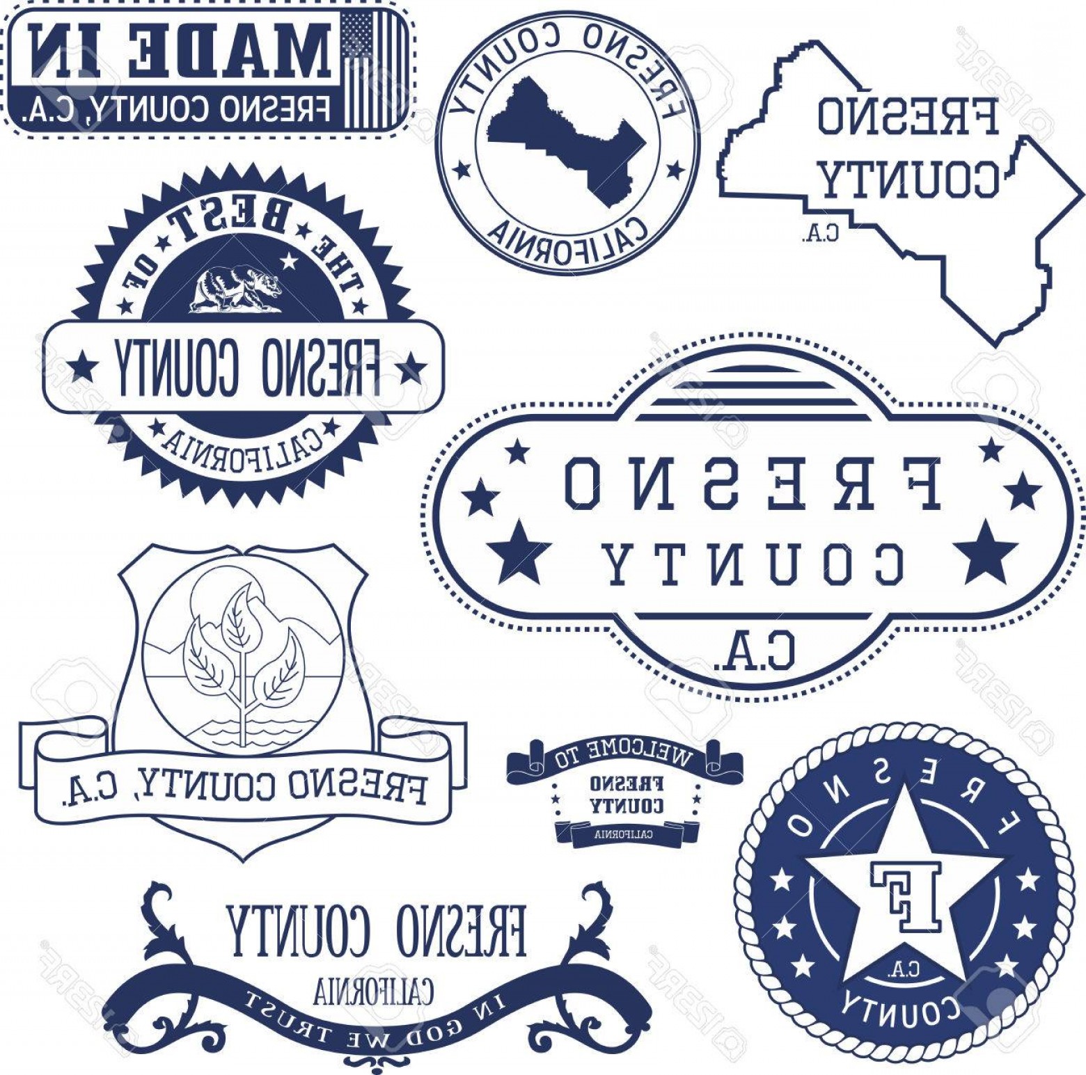 1560x1545 Photostock Vector Fresno County California Set Of Generic Stamps