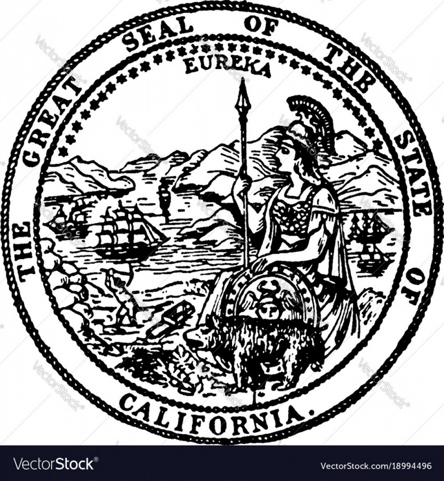 1435x1555 The Great Seal Of The State Of California Vintage Vector Handandbeak