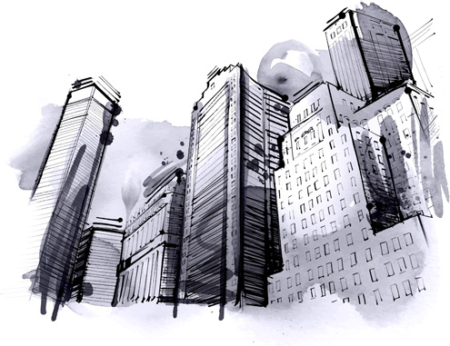 495x381 Hand Drawn City Outline Vector Set Free Vector In Encapsulated