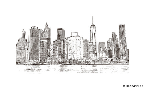 500x308 Hand Drawn Sketch Of New York City Outline Sketch In Vector