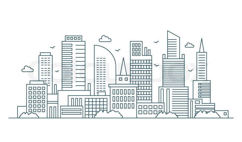 800x468 Line Modern Urban Big City Panorama Stock Vector Colourbox