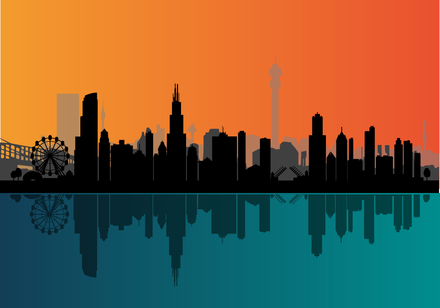 1400x980 Chicago Skyline Free Vector Art