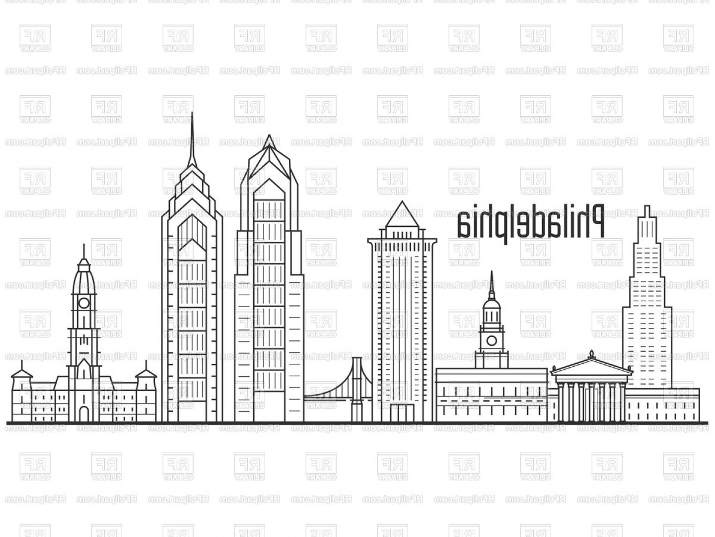 1440x1082 Philadelphia Skyline Outline Vector Geekchicpro