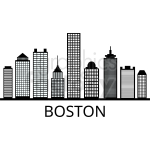 300x300 Boston City Skyline Outline Vector Clipart Royalty Free Gif