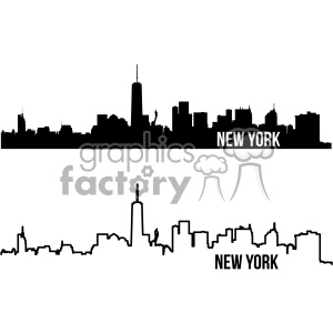 300x300 New York City Skyline Vector Art Outline And Fill Clipart Royalty