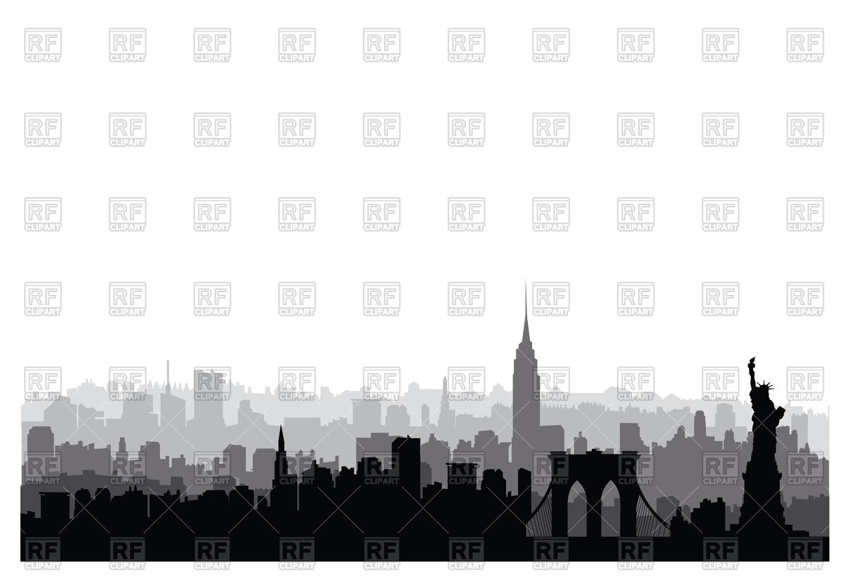 1200x832 New York, Usa Skyline Nyc City Silhouette Vector Image