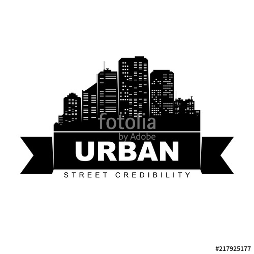500x500 Urban Logo Template City Skyline Silhouette Vector Stock Image