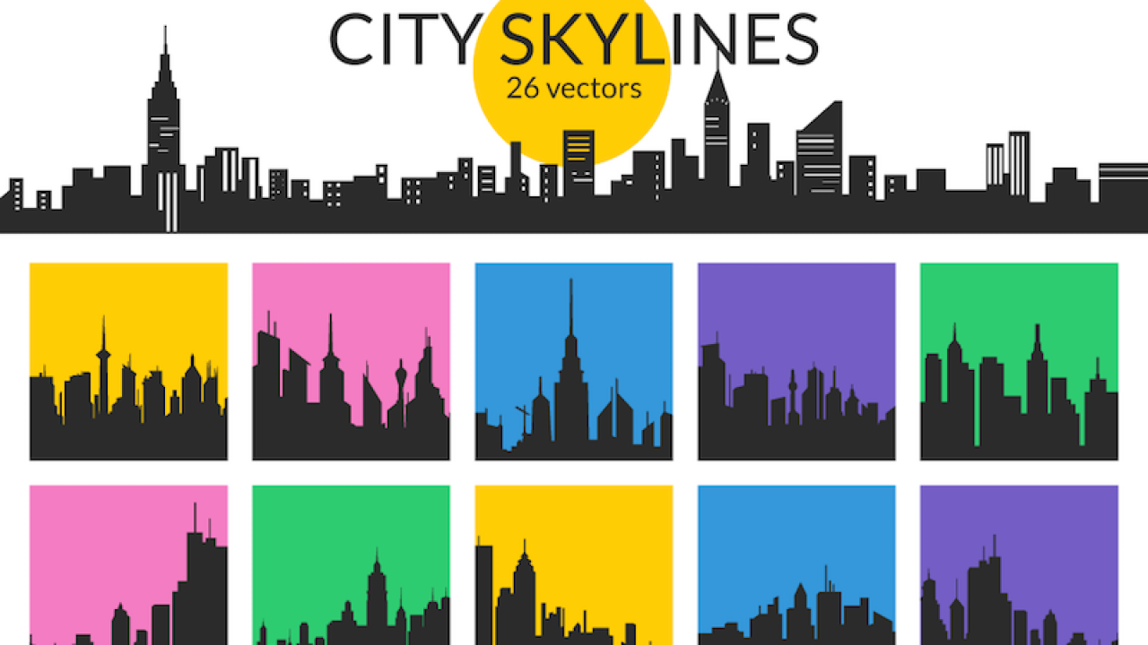 1280x720 Free Download City Skyline Vectors