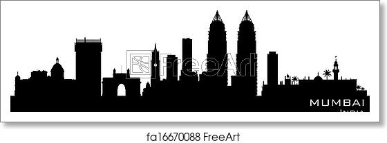560x208 Free Art Print Of Mumbai India City Skyline Vector Silhouette