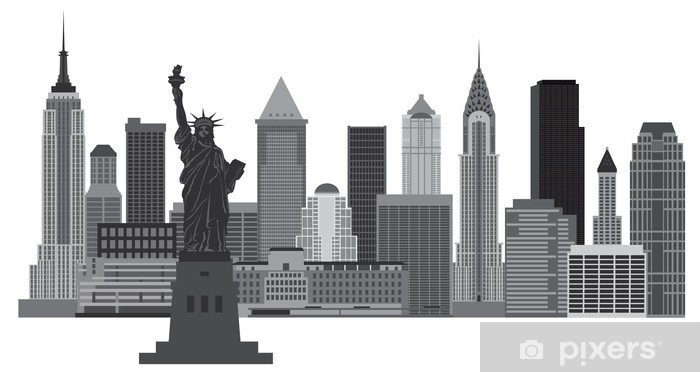 700x372 New York City Skyline Vector Illustration Wall Mural Pixers