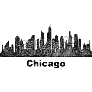 300x300 Black And White City Skyline Vector Clipart Usa Chicago Royalty