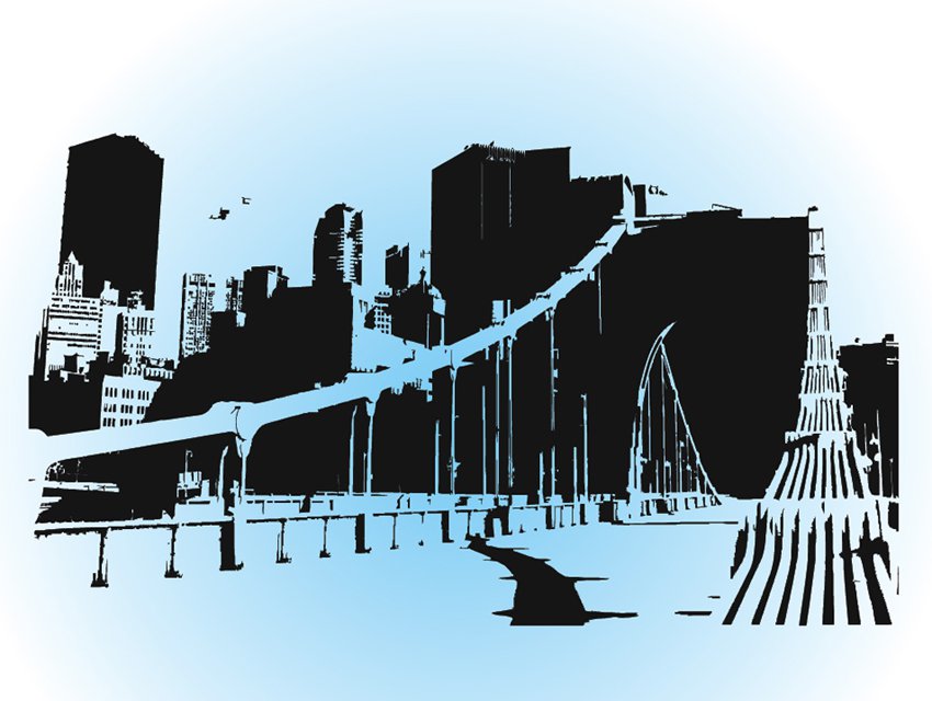 850x640 City Skyline Vector Art Graphics