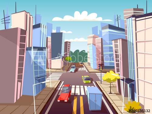 City Street Vector Illustration Of Urban Cars Transport On Traffic 500x375 City Street Vector Illustration Of Urban Cars Transport On Traffic