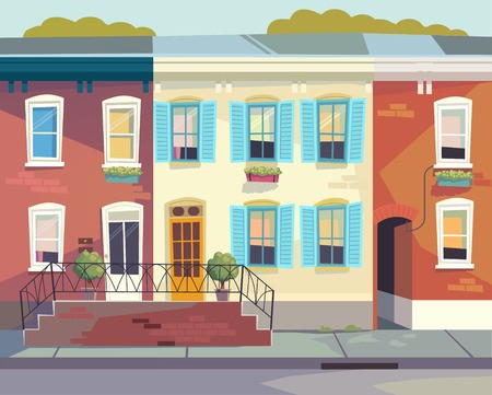 Front Doors To The House Sunny City Street Vector Illustration 450x361 Front Doors To The House Sunny City Street Vector Illustration