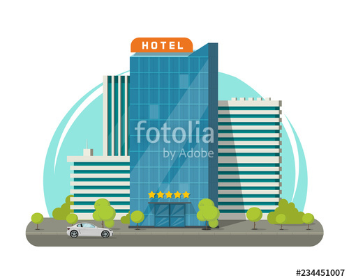 Hotel Isolated On City Street Vector Illustration, Flat Cartoon 500x402 Hotel Isolated On City Street Vector Illustration, Flat Cartoon