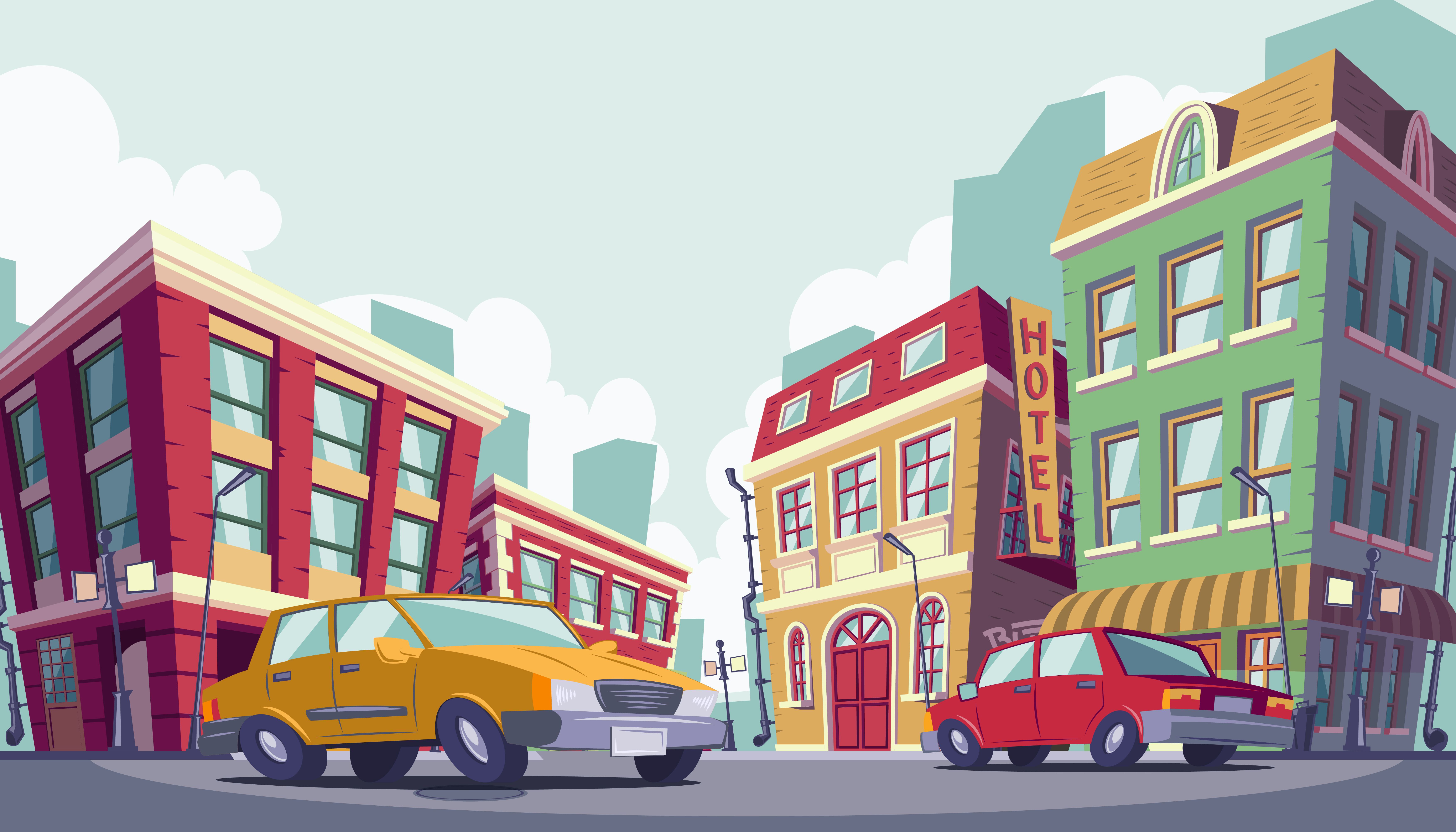 Vector Illustration Of A City Street Streets And Cities 7000x4000 Vector Illustration Of A City Street Streets And Cities