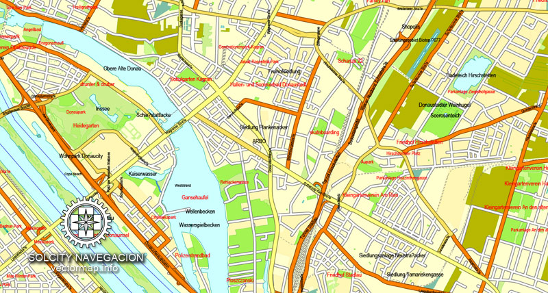 Vienna, Wien, Austria, Printable Vector Street Map, City Plan, Full 800x428 Vienna, Wien, Austria, Printable Vector Street Map, City Plan, Full