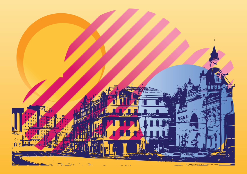 City Street Vector Art Graphics 850x600 City Street Vector Art Graphics