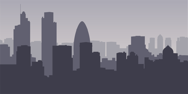 600x300 London City Skyline Vector Free Download
