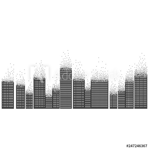 500x500 Square Dotted City Abstract City Vector, Equalizer Background