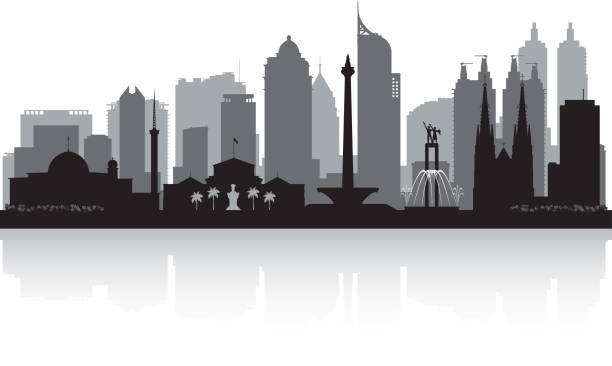 612x366 Jakarta Indonesia City Skyline Vector Silhouette Illustration