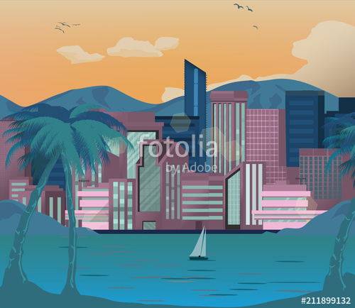 500x434 City Landscape Cityscape, Modern City Vector Flat Illustration