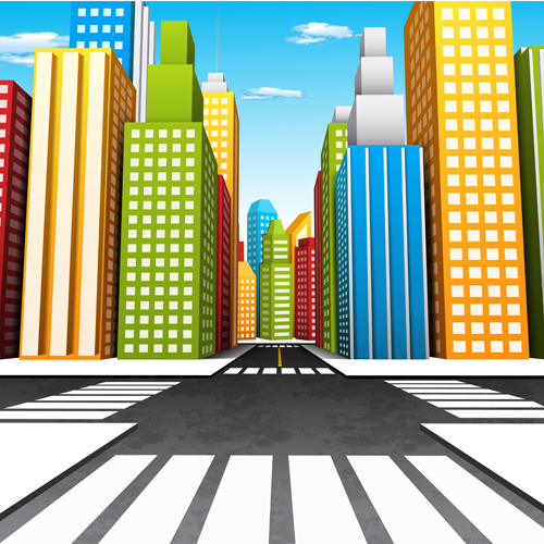 500x500 City Skyscrapers Design Vector Background Set Free Download