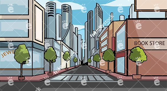 585x320 Modern Metropolitan City Downtown With Skyscrapers Vector