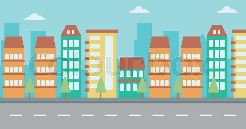 800x419 Background Of Modern City And A Road Stock Vector Colourbox